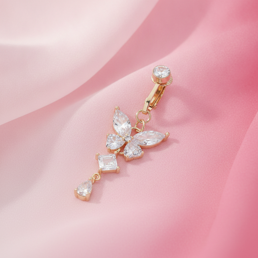 Butterfly Clip On Belly Ring