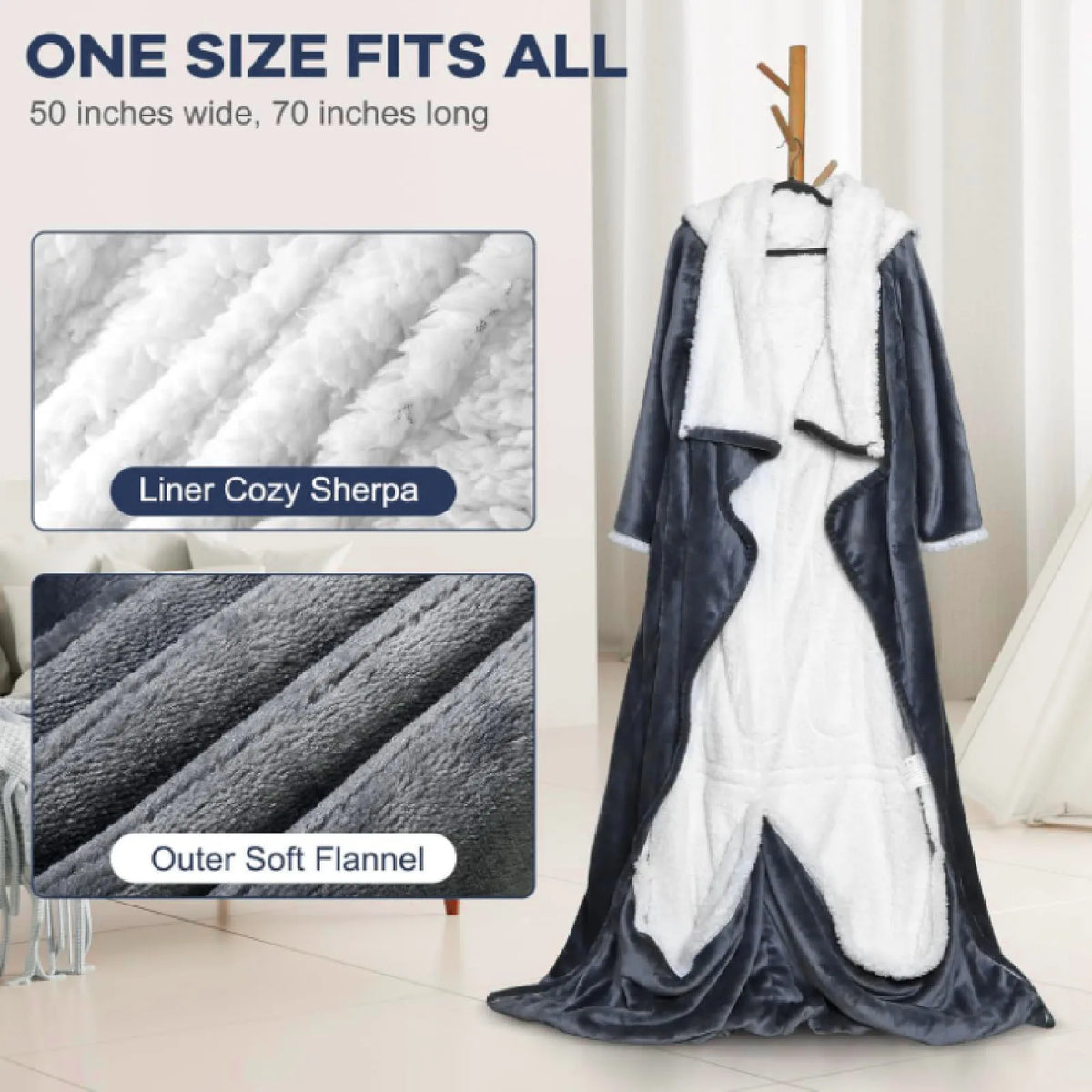 Heated Blanket with Sleeves Hood and Foot Pockets