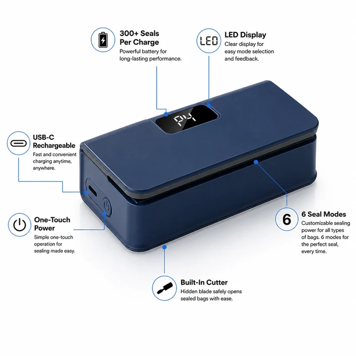 Mini Bag Sealer with Cutter and Magnet